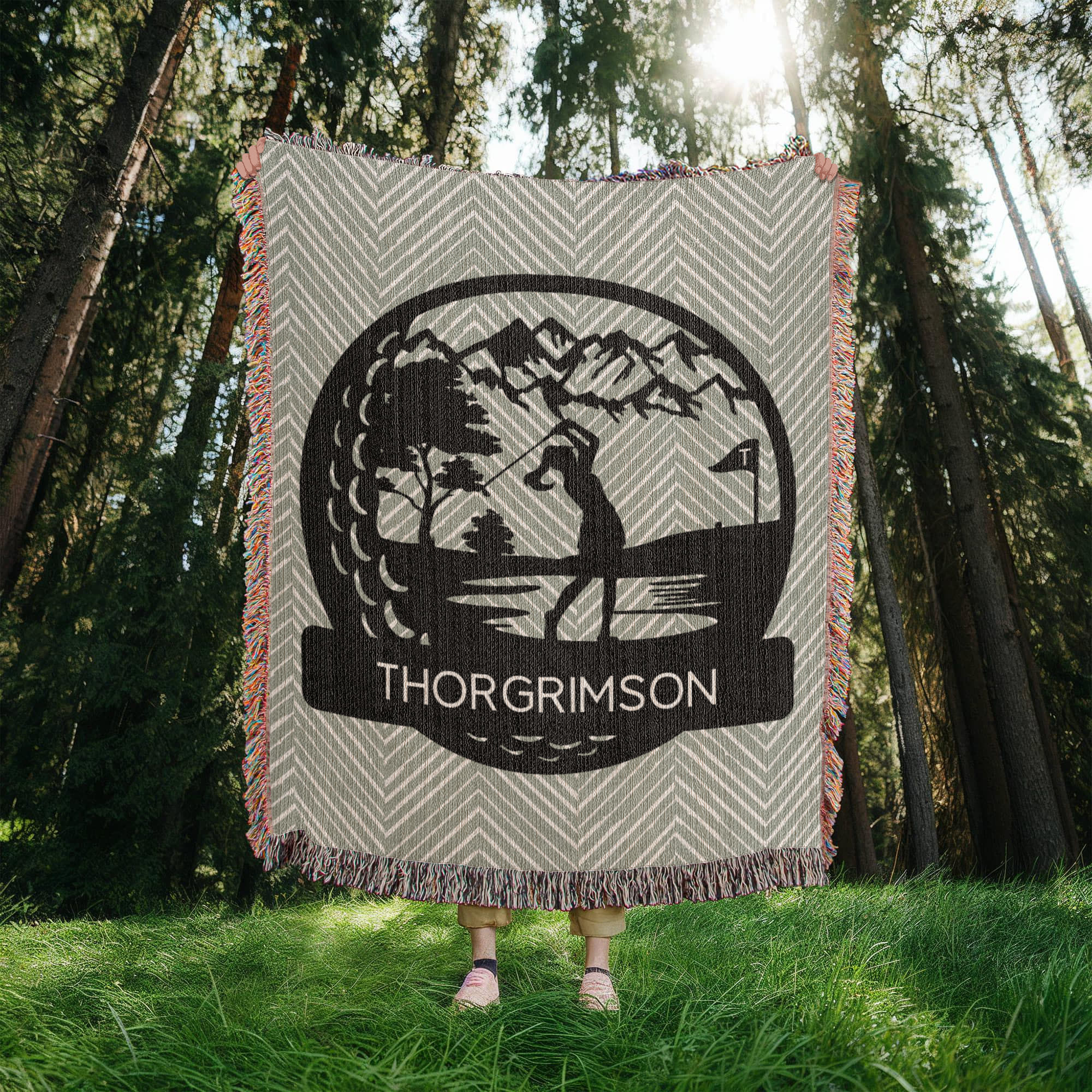 Personalized Girl Golf Player Woven Blanket Throw Monogram – Custom Athlete Gift