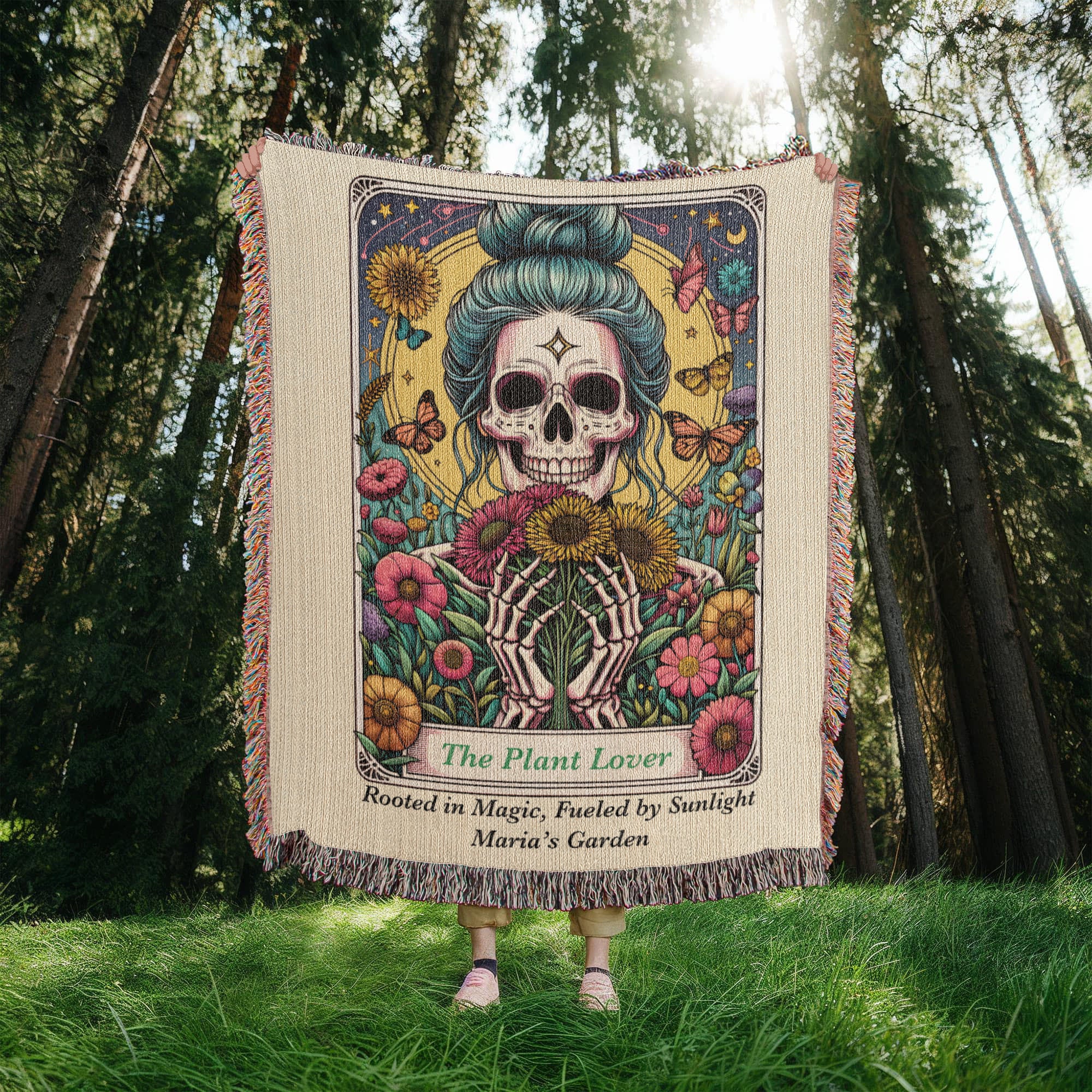 Personalized Plant Lover Tarot Card Woven Blanket Custom Garden Gift Throw