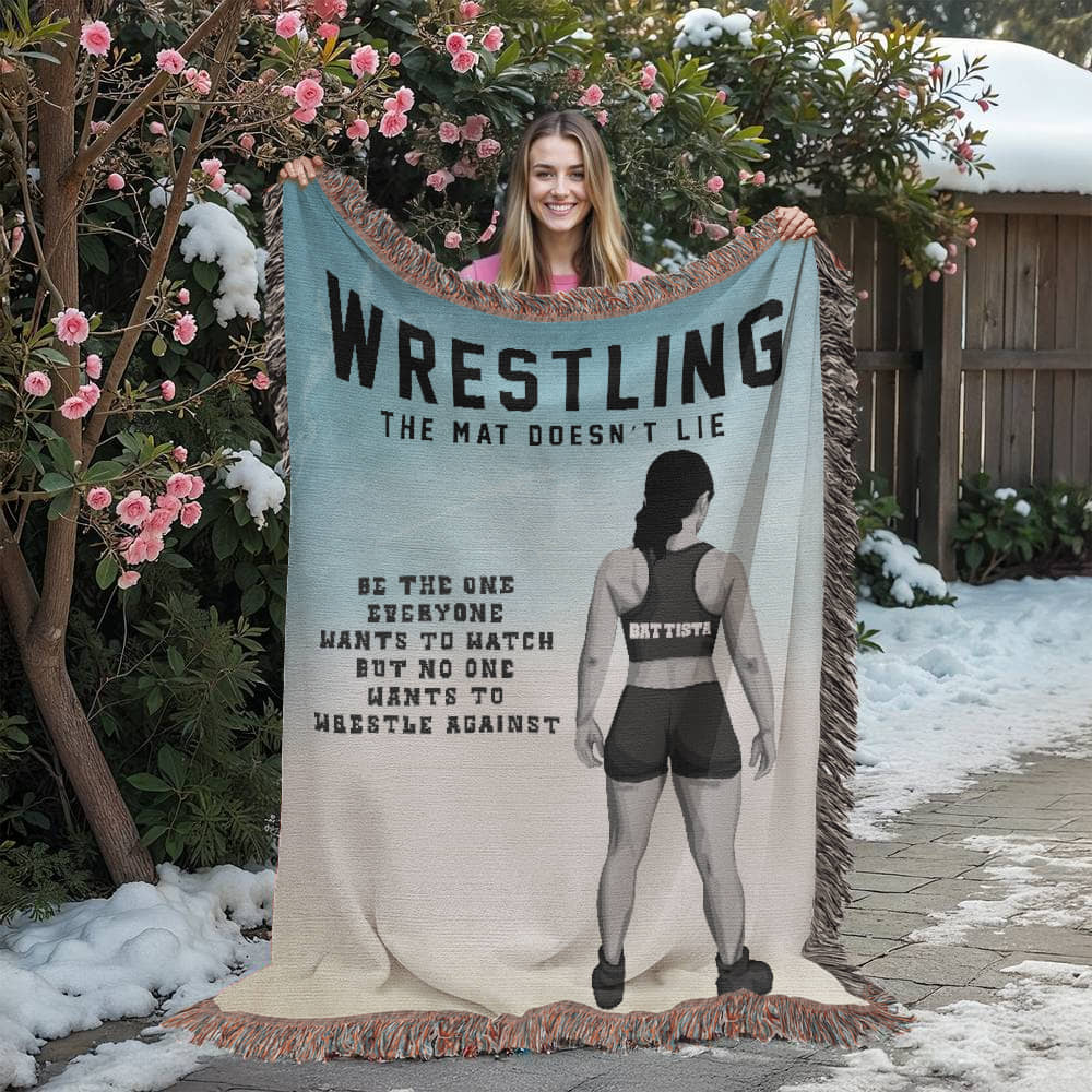Personalized Girls Wrestling Woven Blanket Custom Athlete Gift Throw