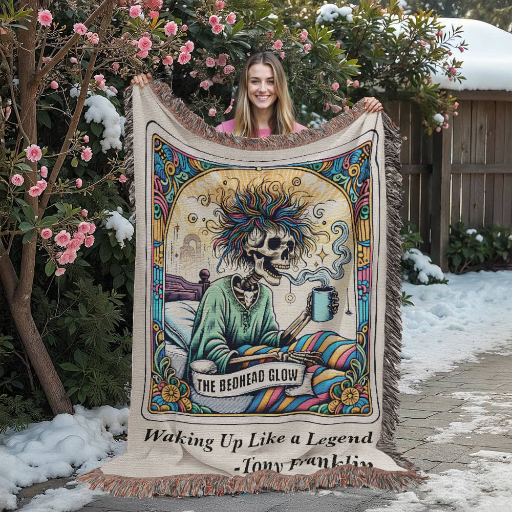 Personalized Bedhead Glow Tarot Card Woven Blanket Custom Skeleton Gift Throw