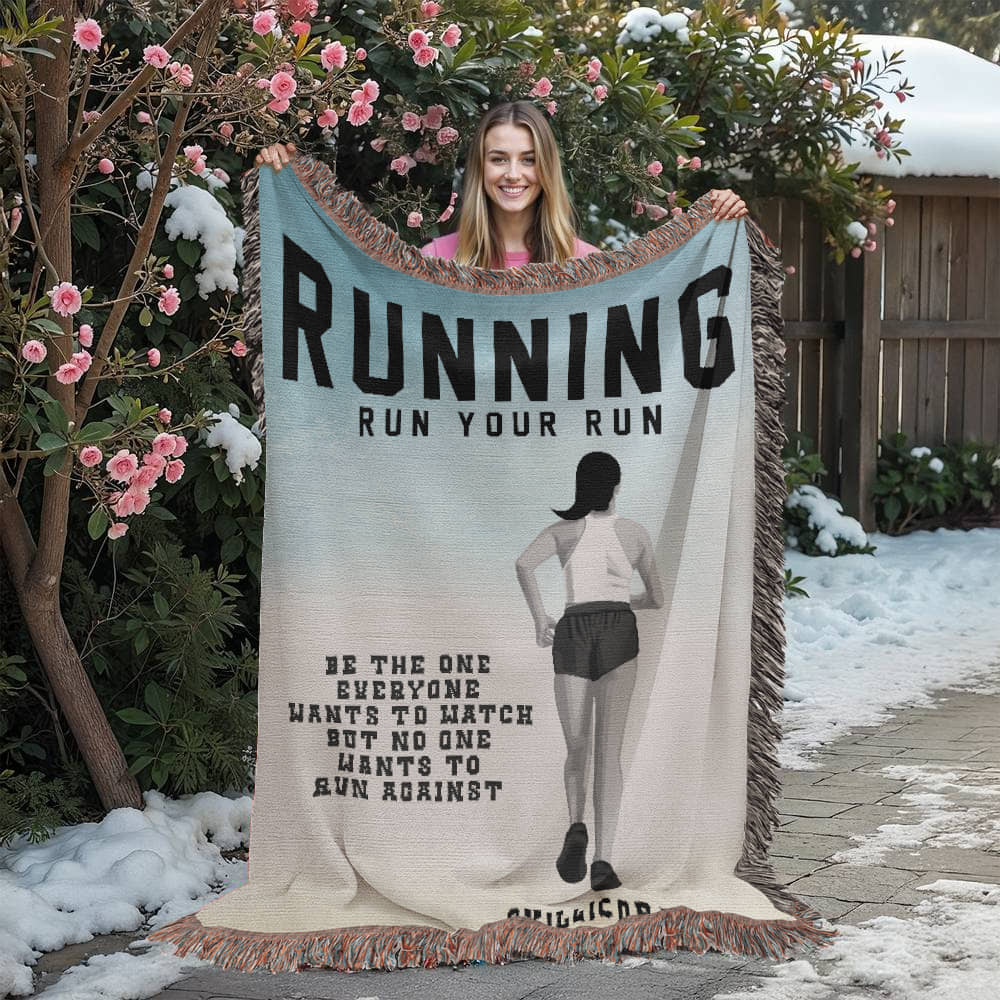 Personalized Girls Running Woven Blanket Custom Runner Gift Throw