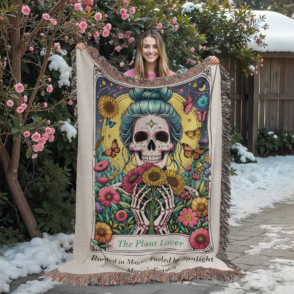 Personalized Plant Lover Tarot Card Woven Blanket Custom Garden Gift Throw