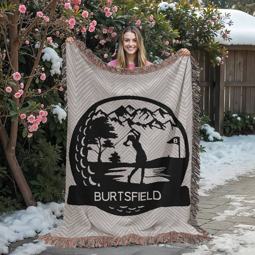 Personalized Girl Golf Player Woven Blanket Throw Monogram – Custom Athlete Gift