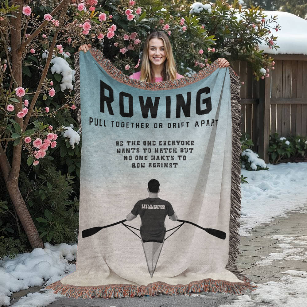 Personalized Mens Rowing Woven Blanket Custom Rower Gift Throw