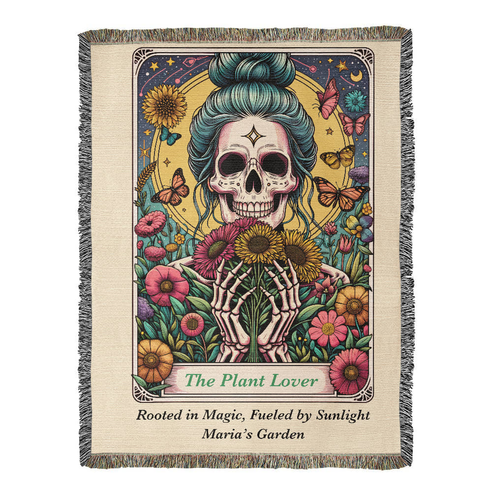 Personalized Plant Lover Tarot Card Woven Blanket Custom Garden Gift Throw