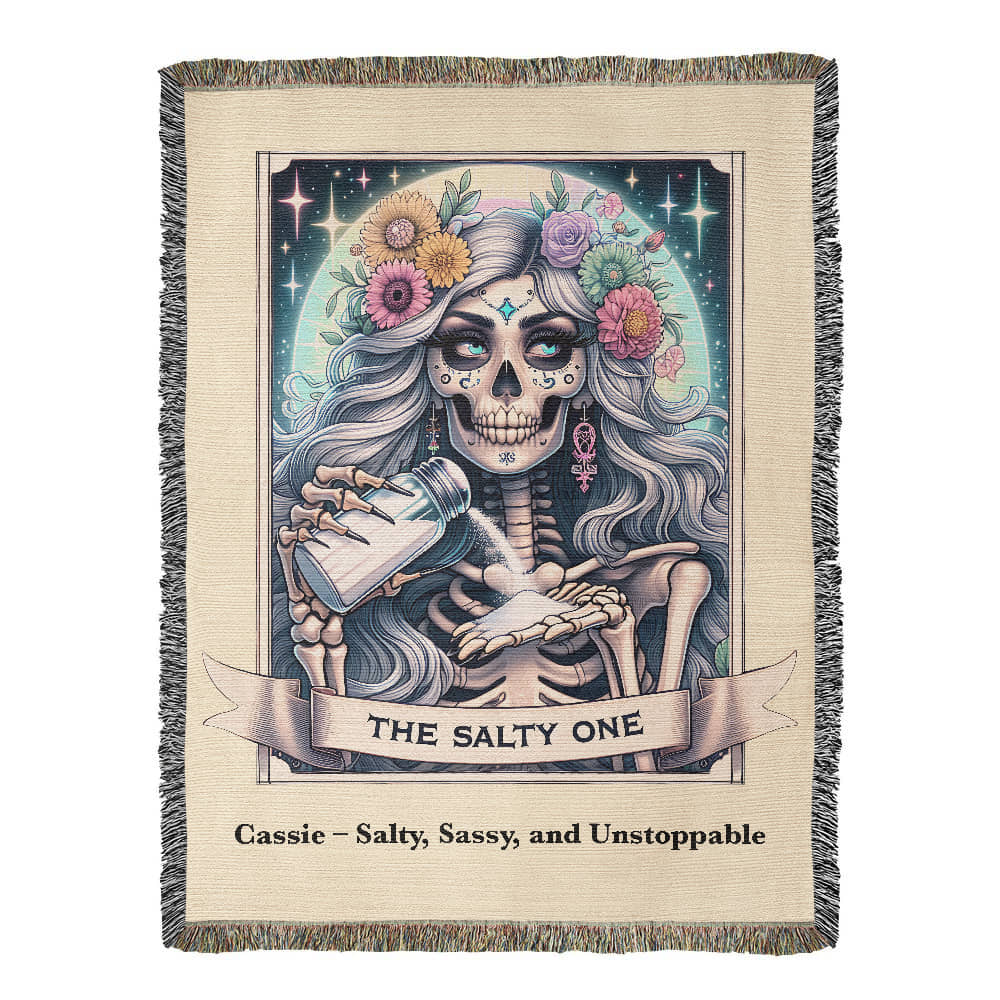Personalized The Salty One Tarot Card Woven Blanket Custom Sassy Gift Throw