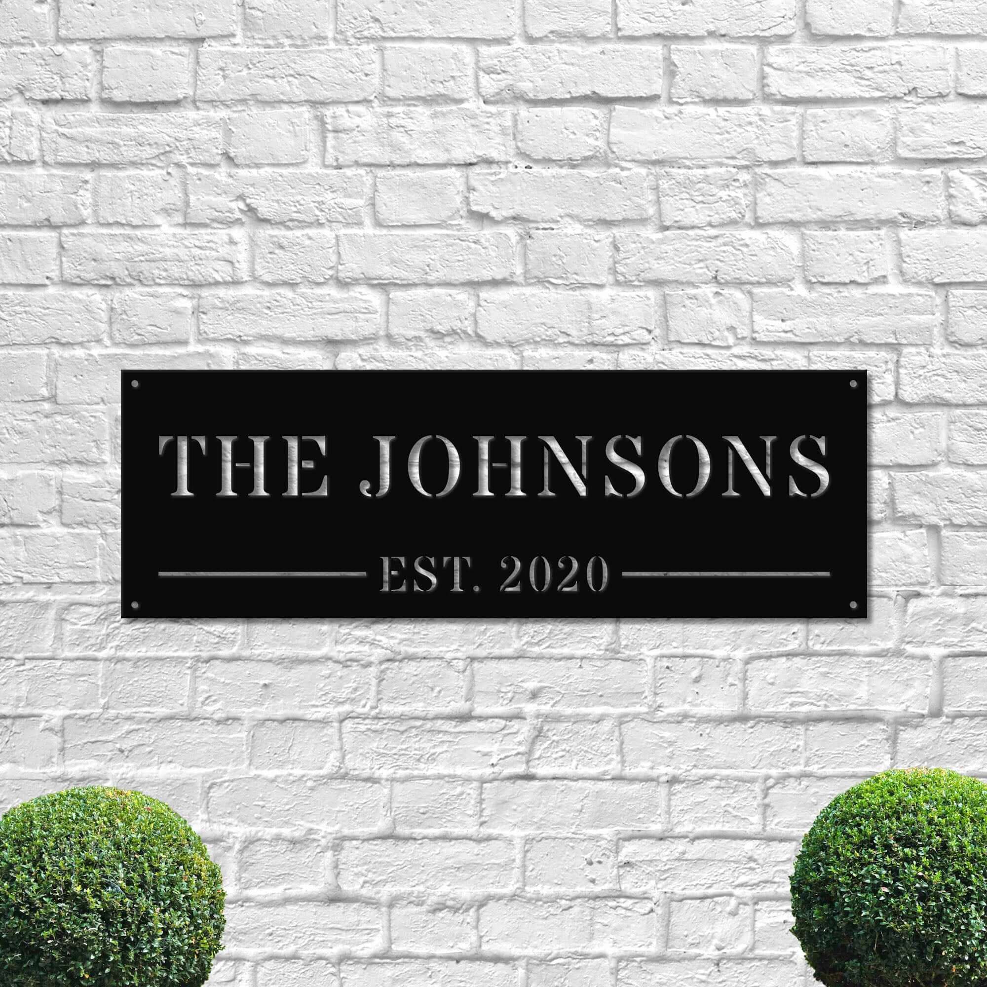 Family Name Est. Custom Monogram Metal Wall Art Decor Sign