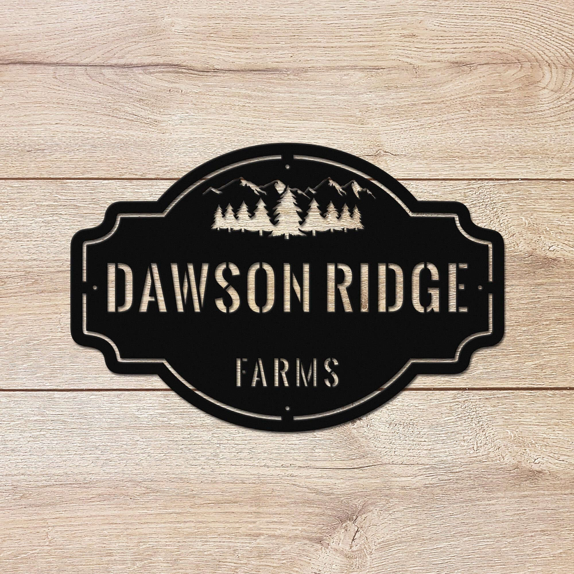 Mountain Ridge Family Name Personalized Metal Wall Art Decor Sign