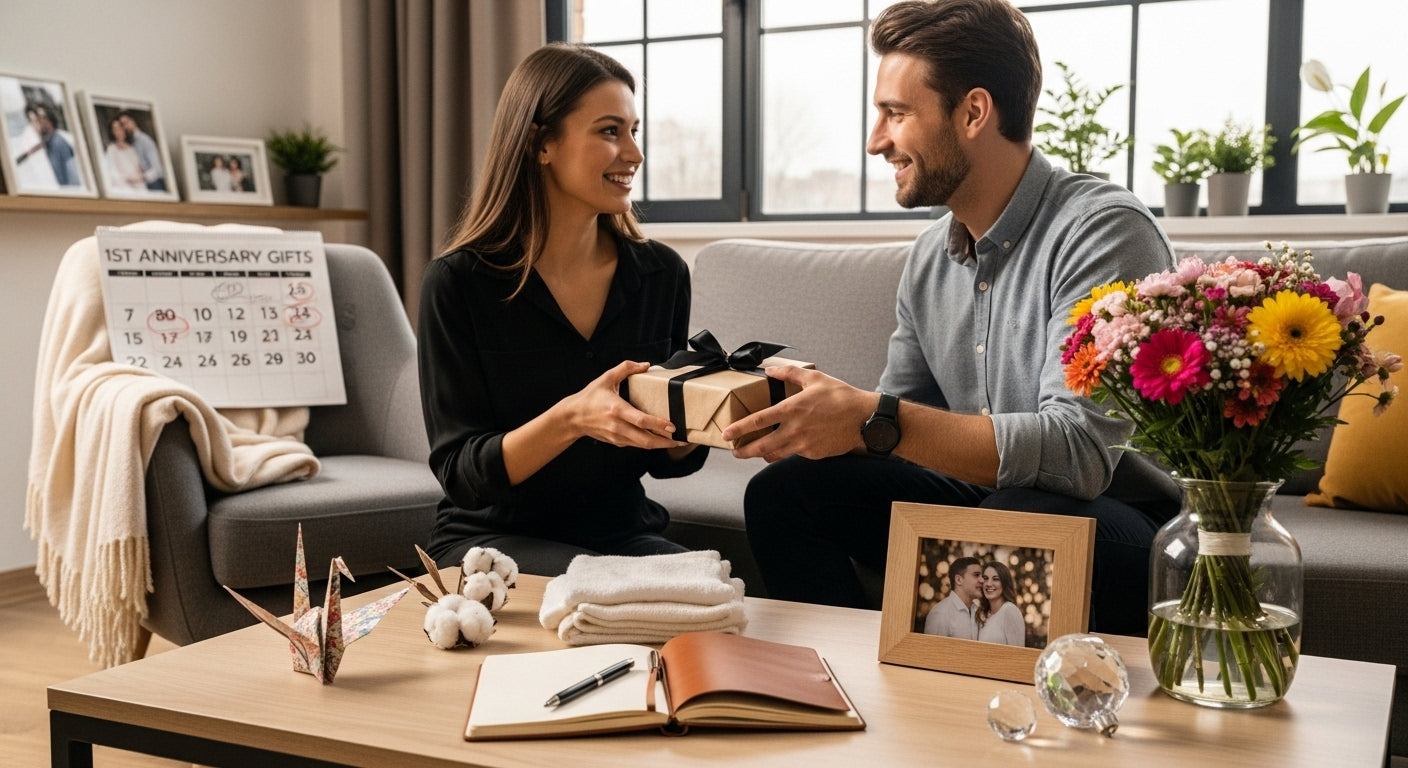 anniversary gifts, milestone celebrations, couple exchanging presents