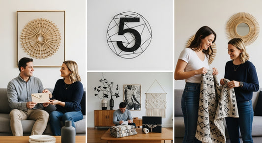 5th anniversary gifts, couple celebrating, personalized home decor