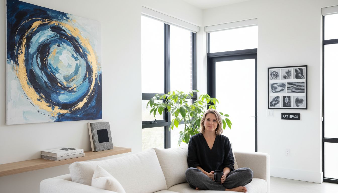 Modern small apartment with oversized art
