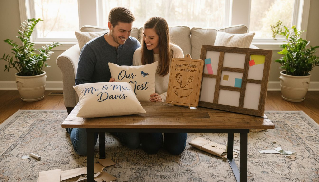 Couple unwraps creative personalized housewarming gifts