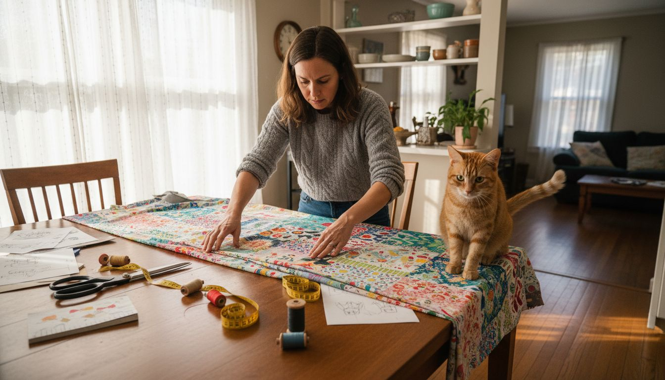 Woman preparing to sew a custom blanket