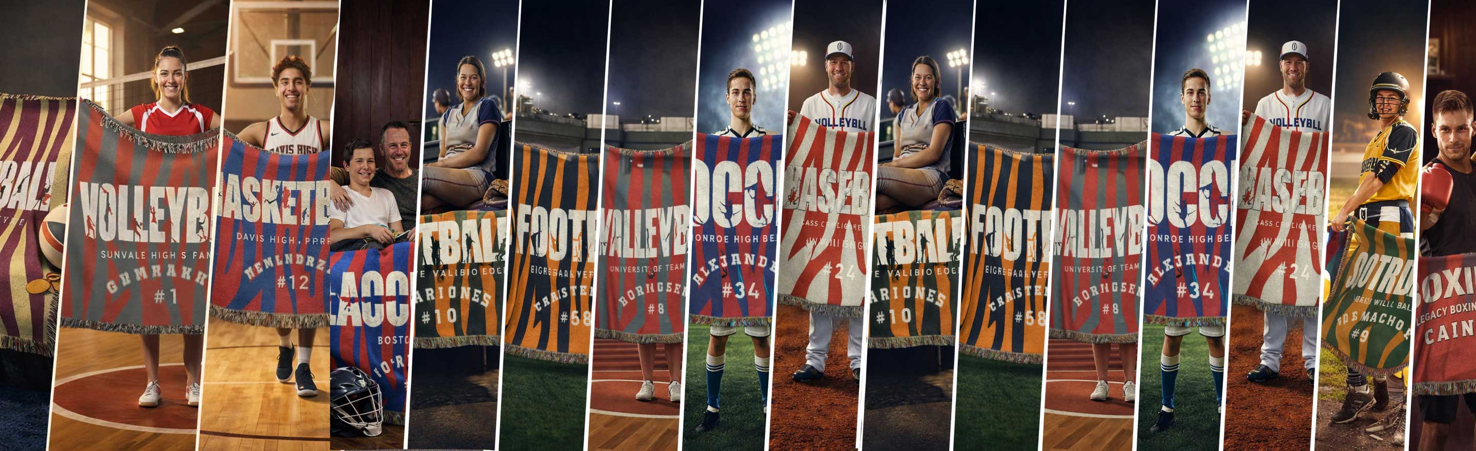 SPORTS PERSONALIZED WOVEN BLANKETS & CUSTOM ATHLETE THROWS
