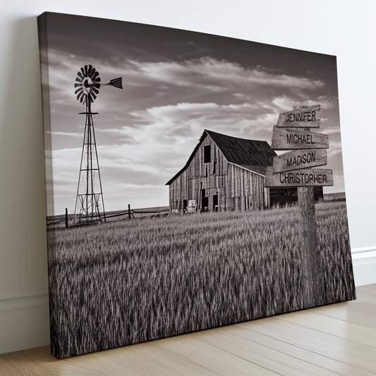Barn Wheat Field - Multi-Names Premium Custom Canvas Wall Art leaned against wall. 