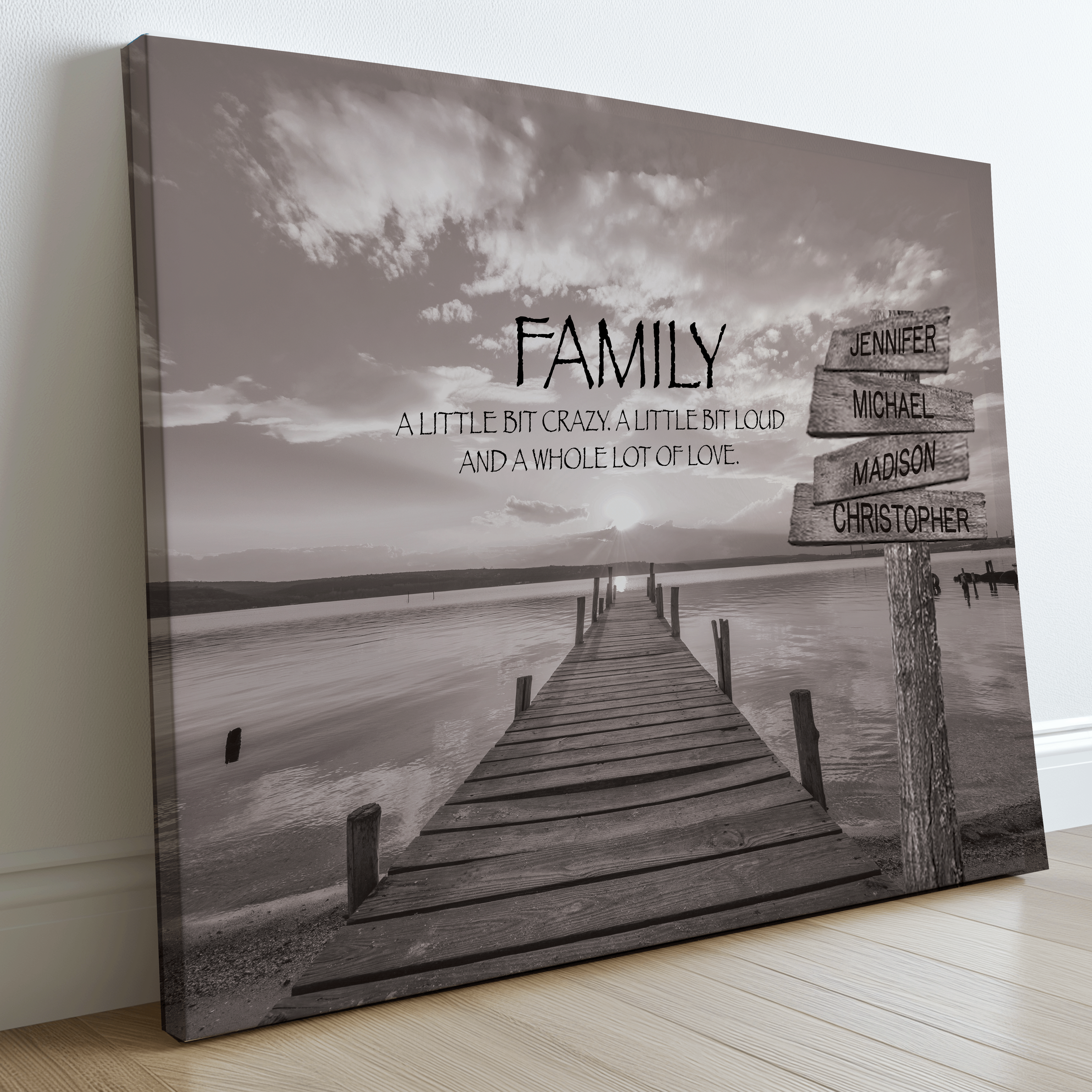 Family Lake Dock - Multi-Names Premium Custom Canvas Wall Art