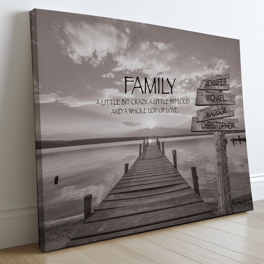 Family Lake Dock - Multi-Names Premium Custom Canvas Wall Art