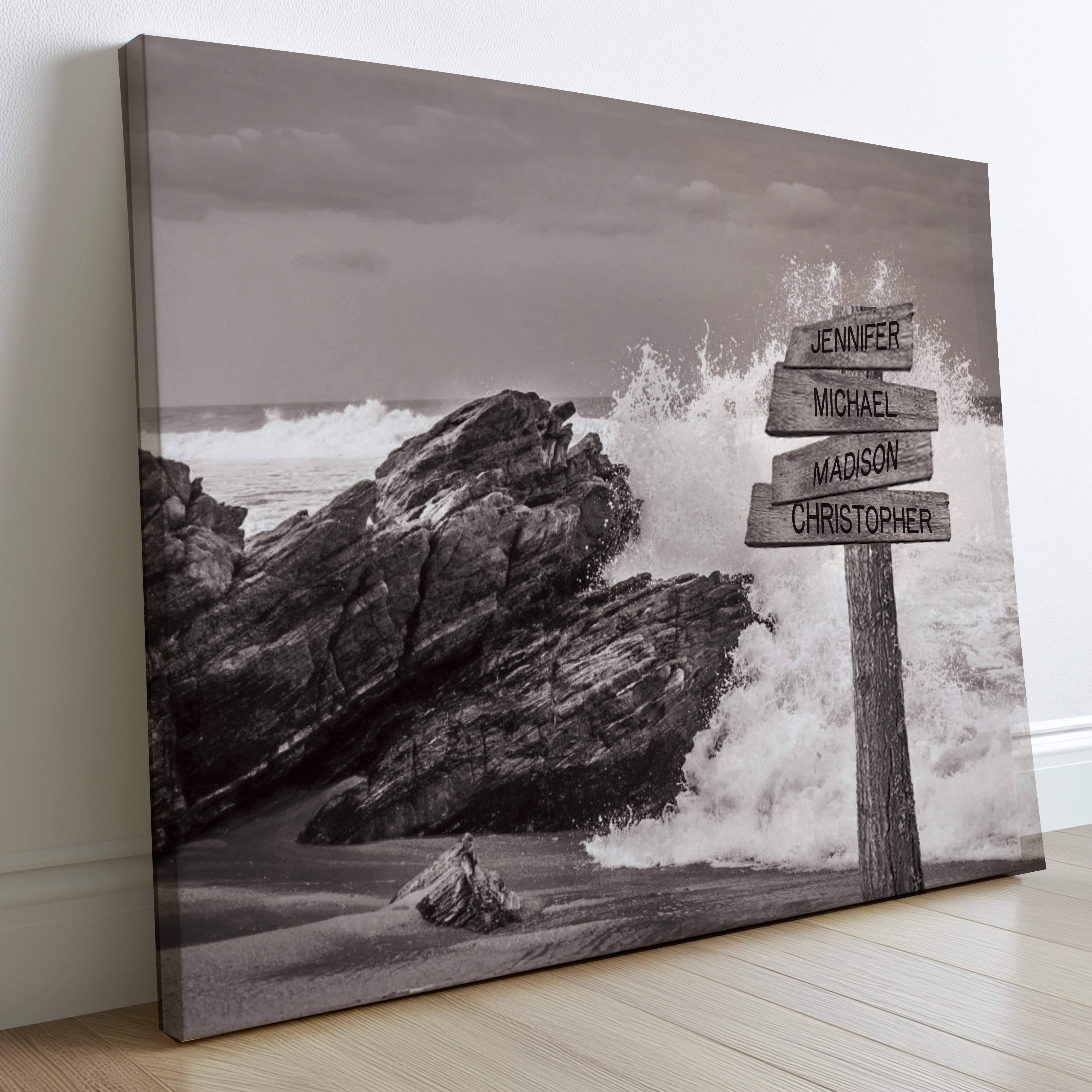 Ocean Waves Crashing Beach - Multi-Names Premium Custom Canvas Wall Art
