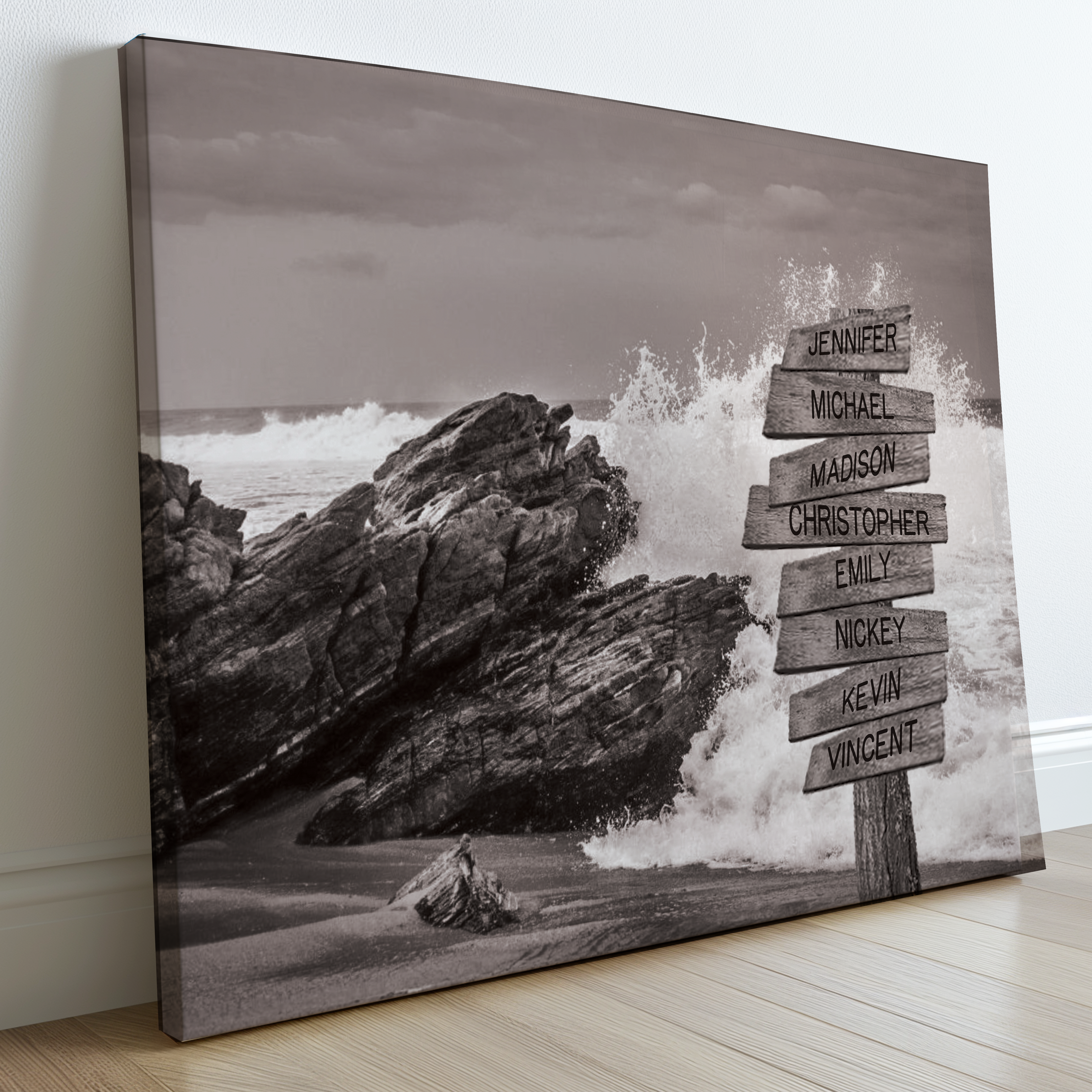 Ocean Waves Crashing Beach - Multi-Names Premium Custom Canvas Wall Art