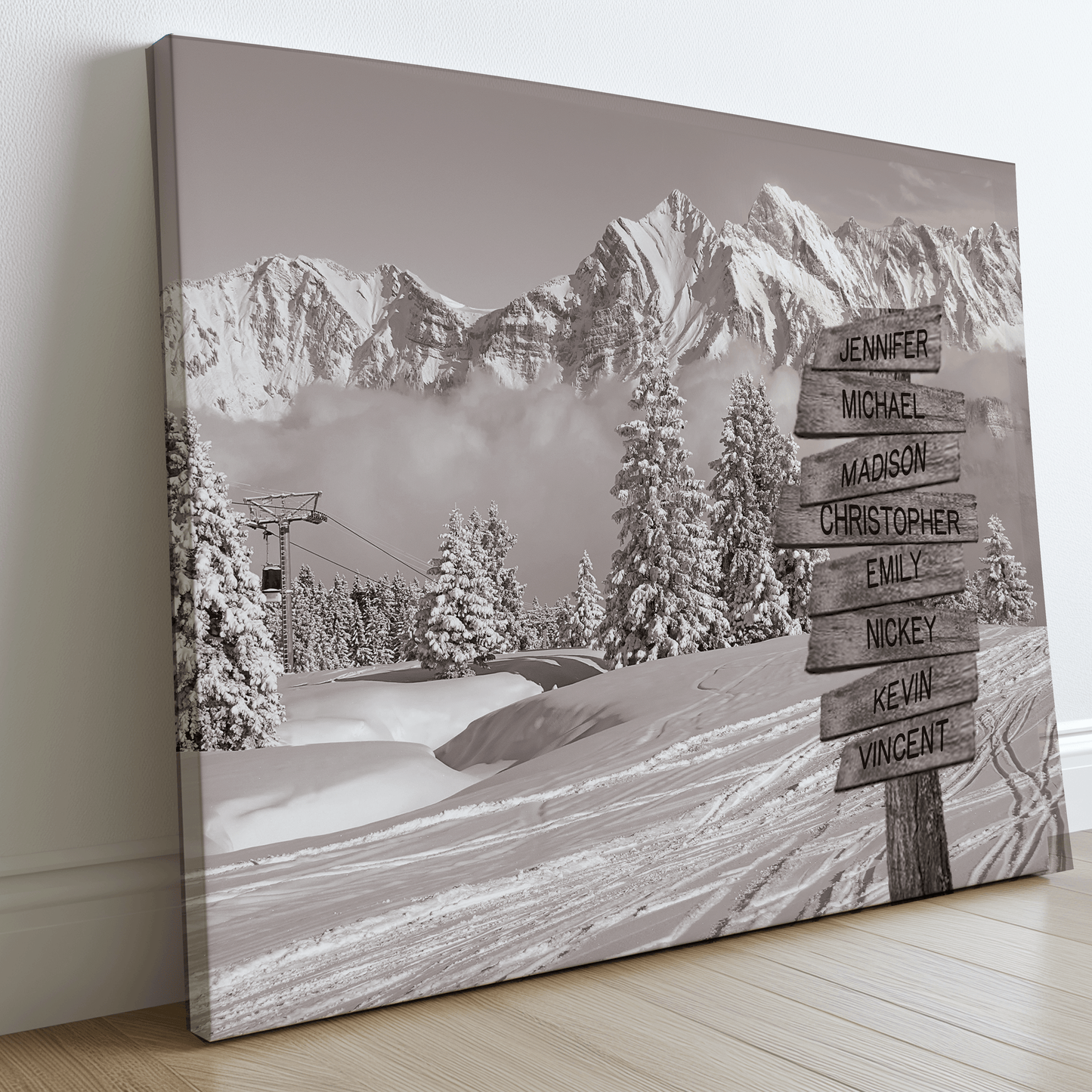 Ski Area Mountain Peaks - Multi-Names Premium Custom Canvas Wall Art