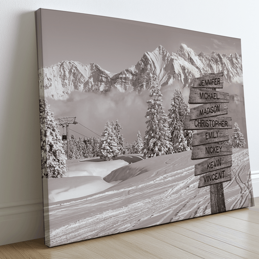 Ski Area Mountain Peaks - Multi-Names Premium Custom Canvas Wall Art