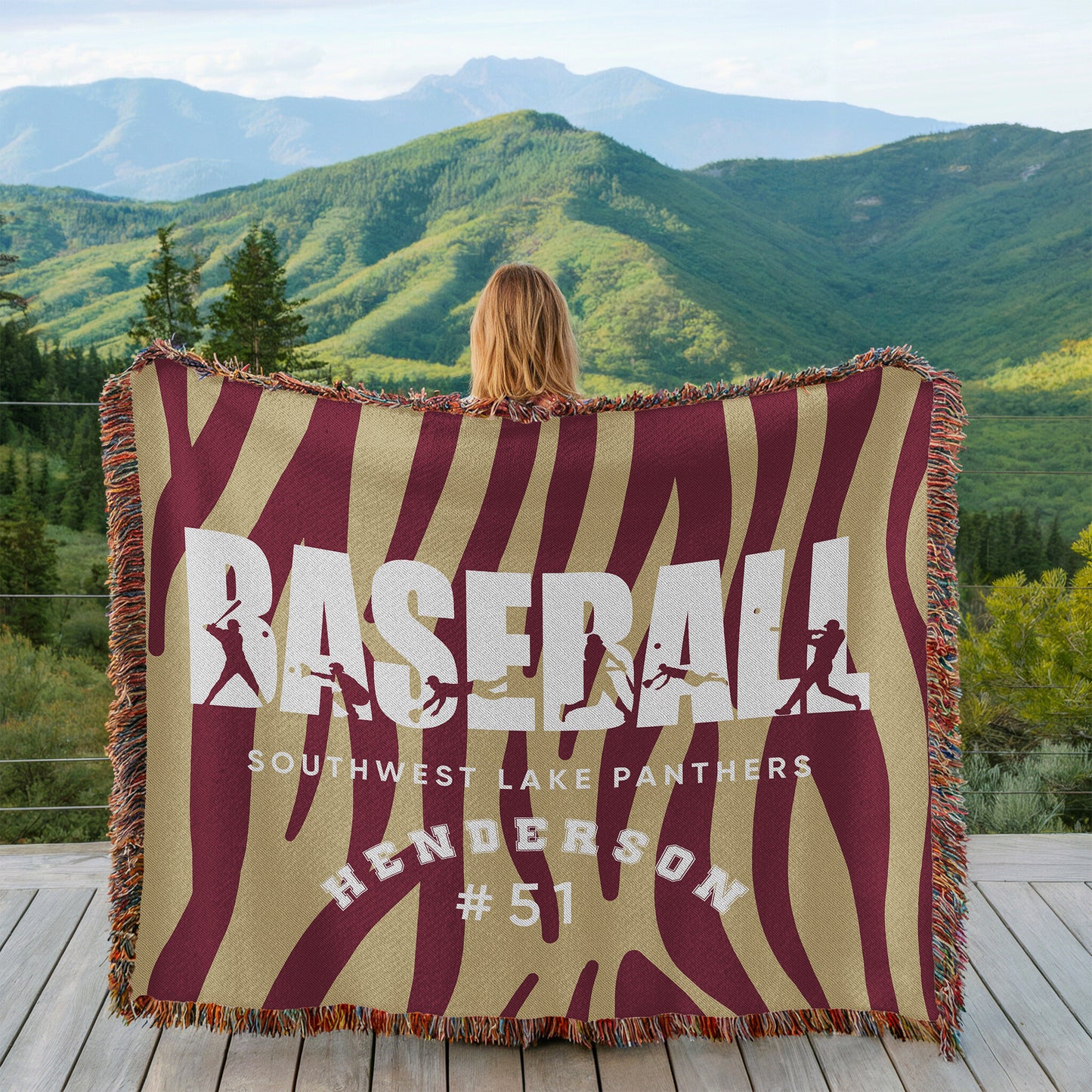Personalized Baseball Player Woven Blanket Throw – Custom Athlete Gift