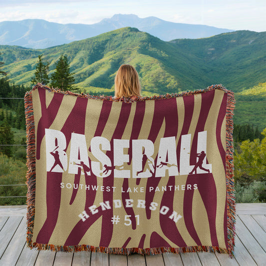 Personalized Baseball Player Woven Blanket Throw – Custom Athlete Gift