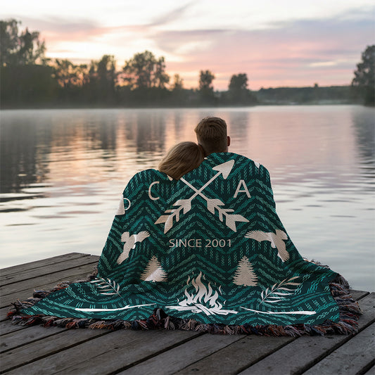 Personalized Camping Woven Blanket Adventure Together Gift Custom Throw