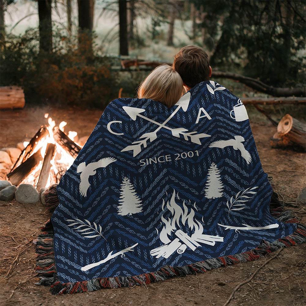 Personalized Camping Woven Blanket Adventure Together Gift Custom Throw