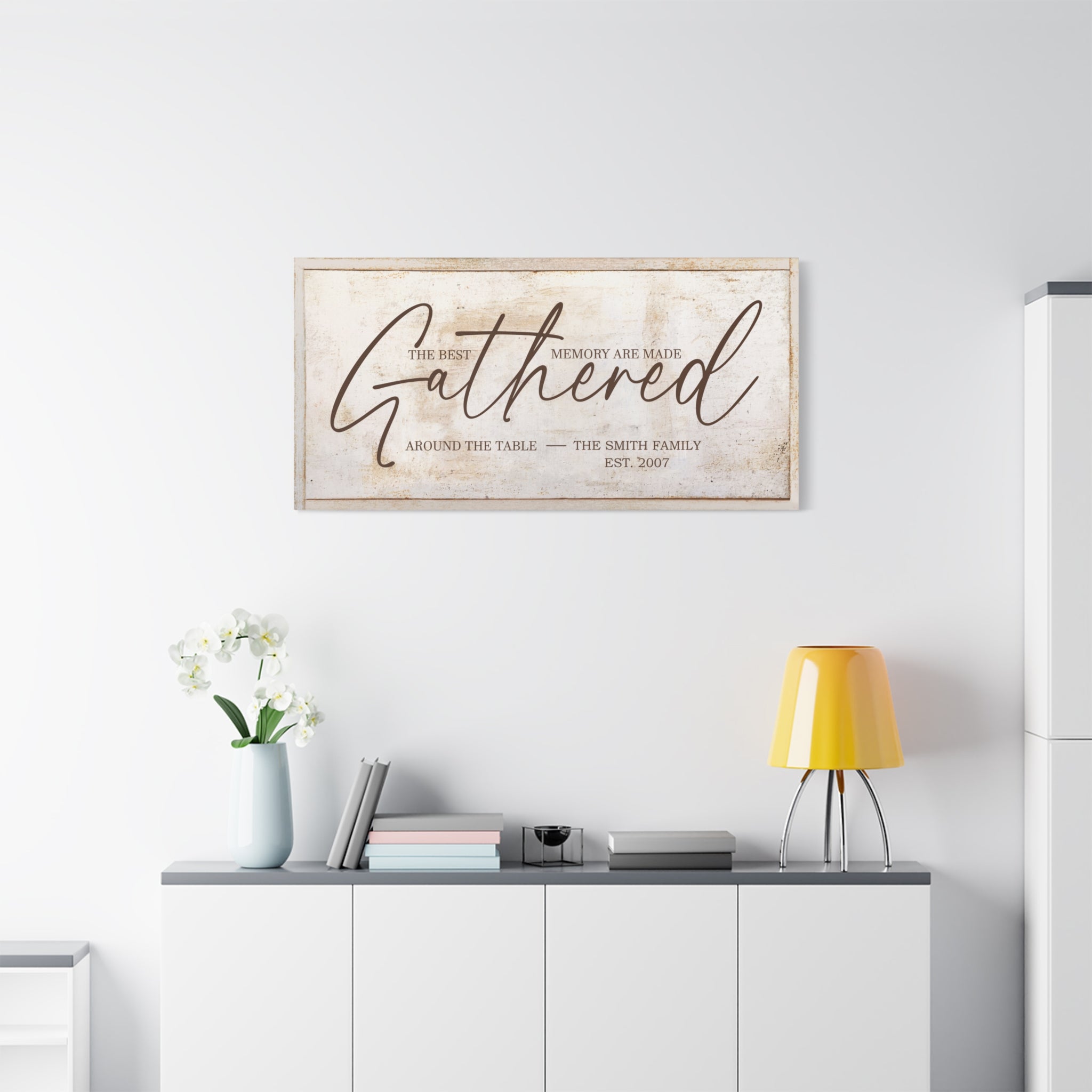 Best Memories Made Gathered Around Table - Tan - Premium Custom Canvas Wall Art