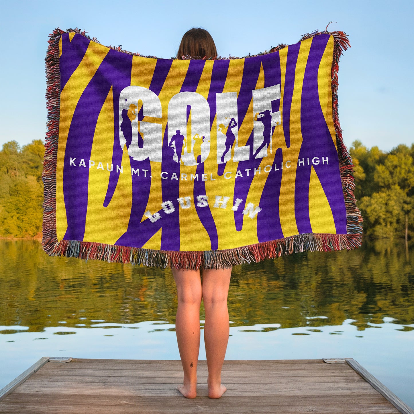 Personalized Golf Woven Blanket Throw – Custom Golfer Gift