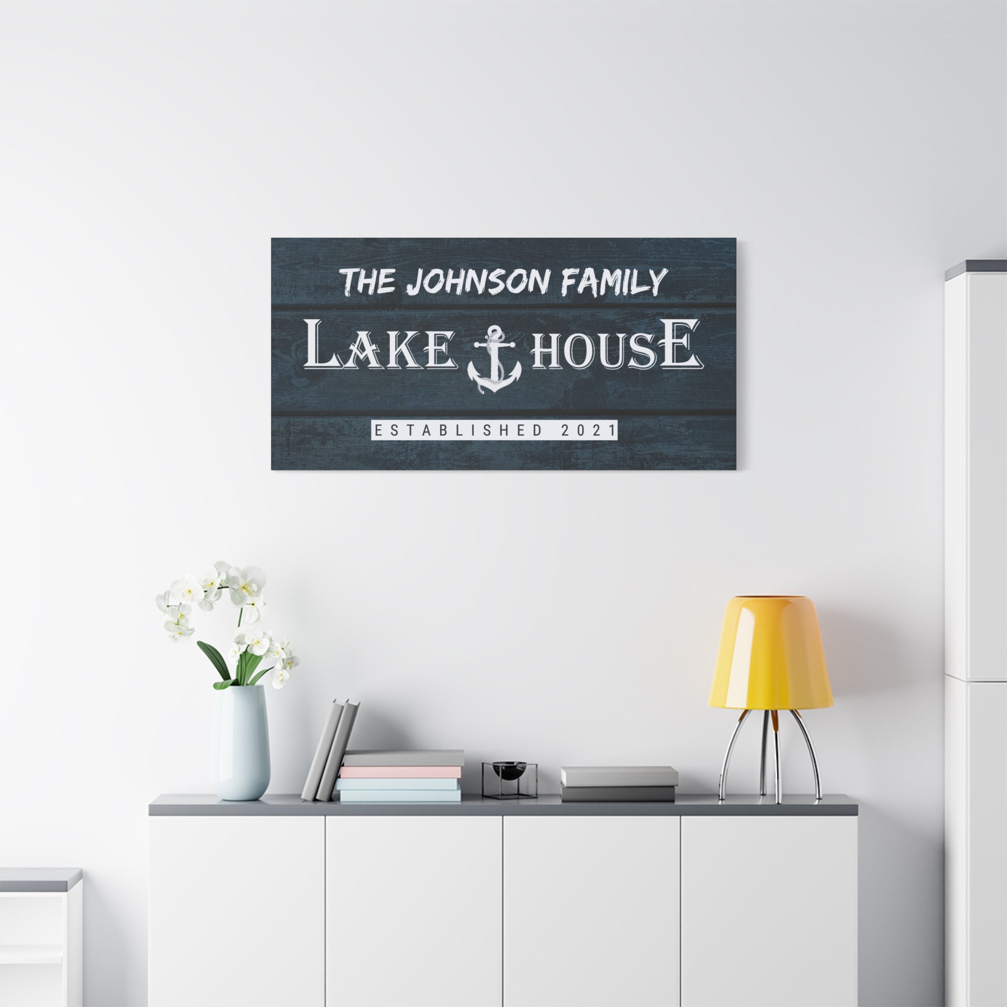 Lake House Anchor Family -Blue- Premium Custom Canvas Wall Art