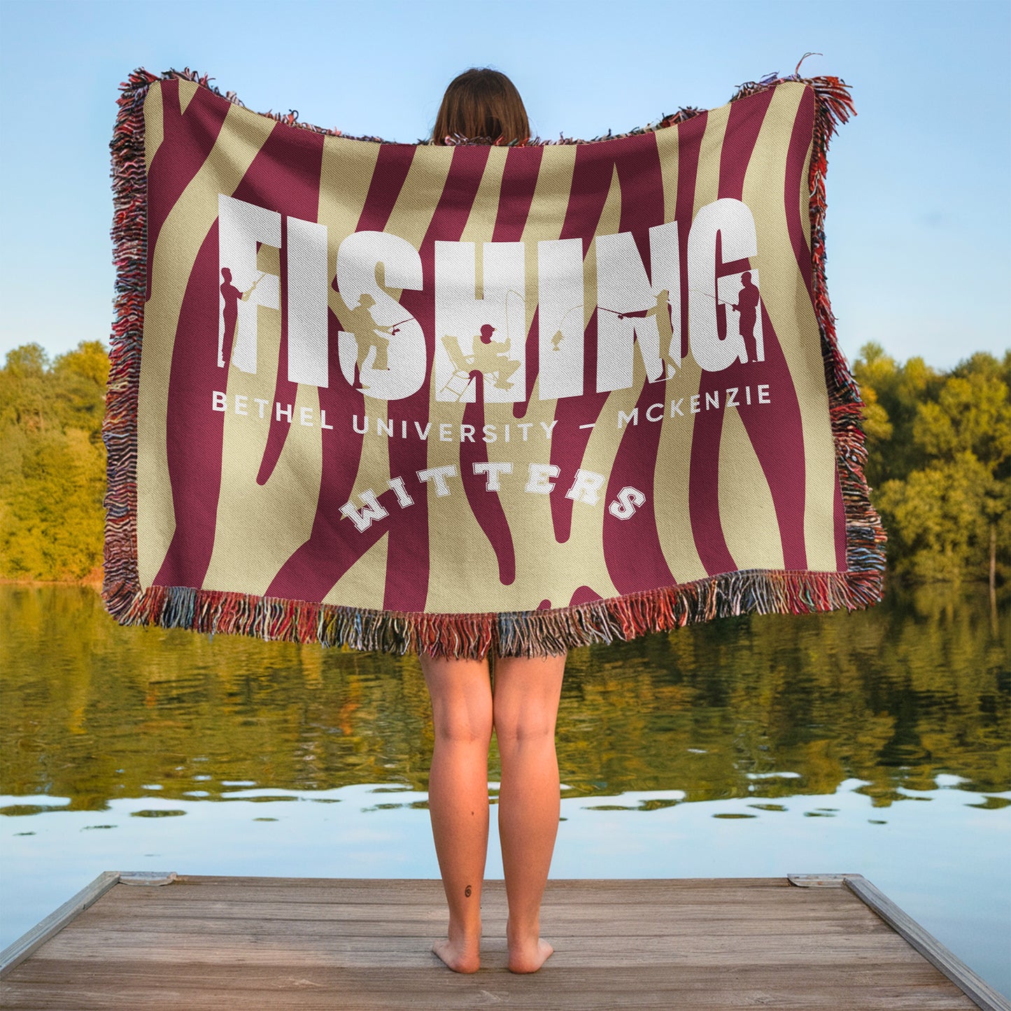 Personalized Fishing Woven Blanket Throw – Custom Outdoor Fisherman Gift