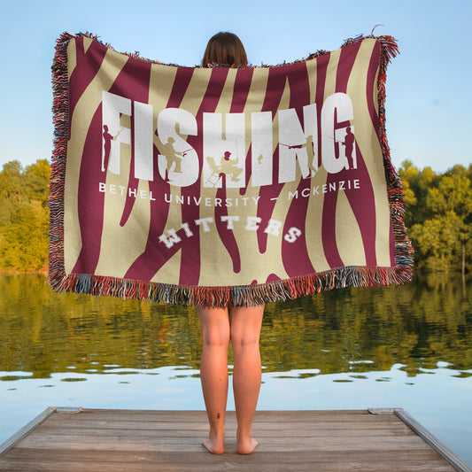Personalized Fishing Woven Blanket Throw – Custom Outdoor Fisherman Gift