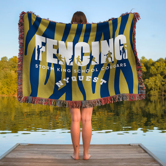Personalized Fencing Woven Blanket Throw – Custom Fencer Athlete Gift