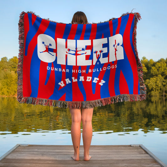 Personalized Cheer Team Woven Blanket Throw – Custom Cheerleader Gift