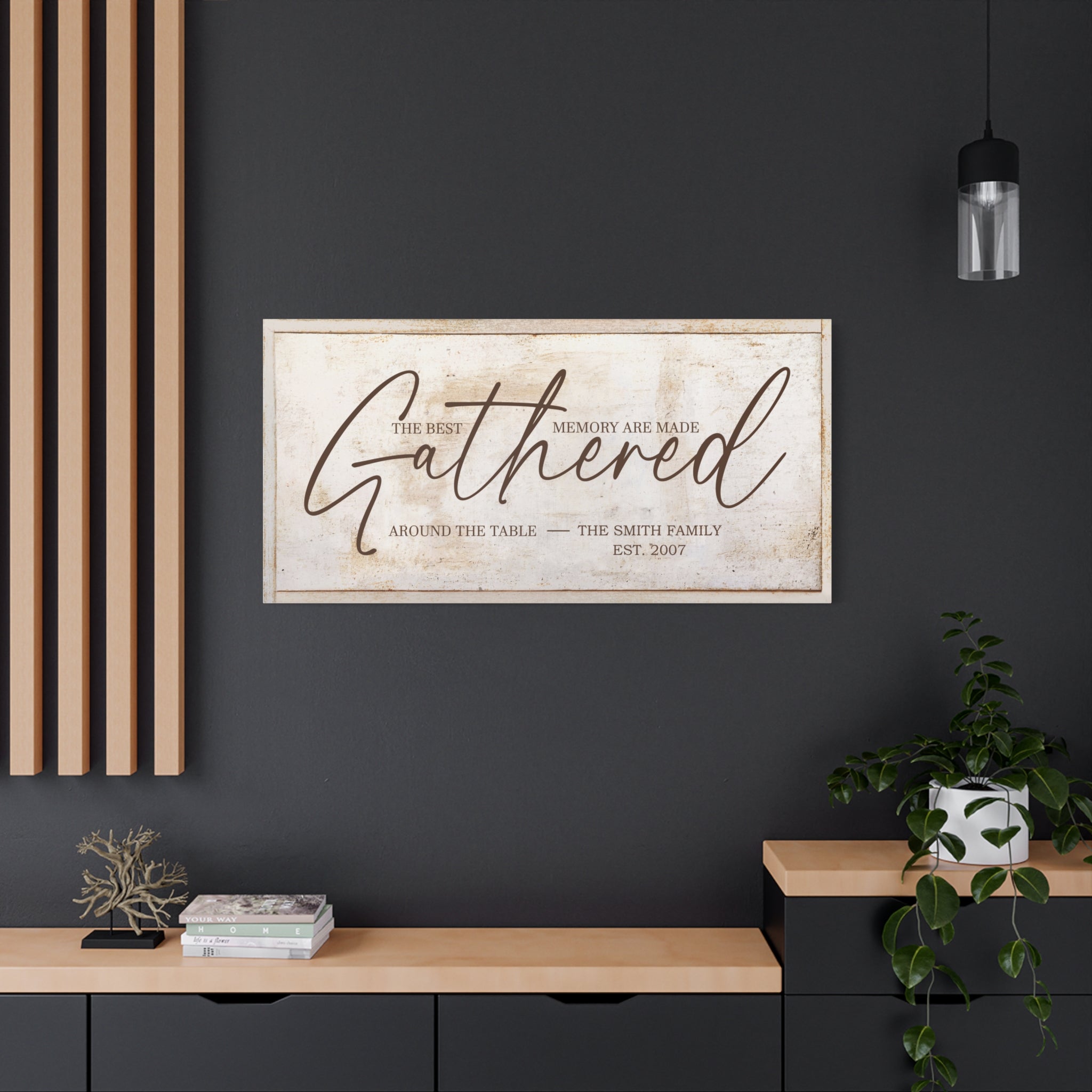 Best Memories Made Gathered Around Table - Tan - Premium Custom Canvas Wall Art