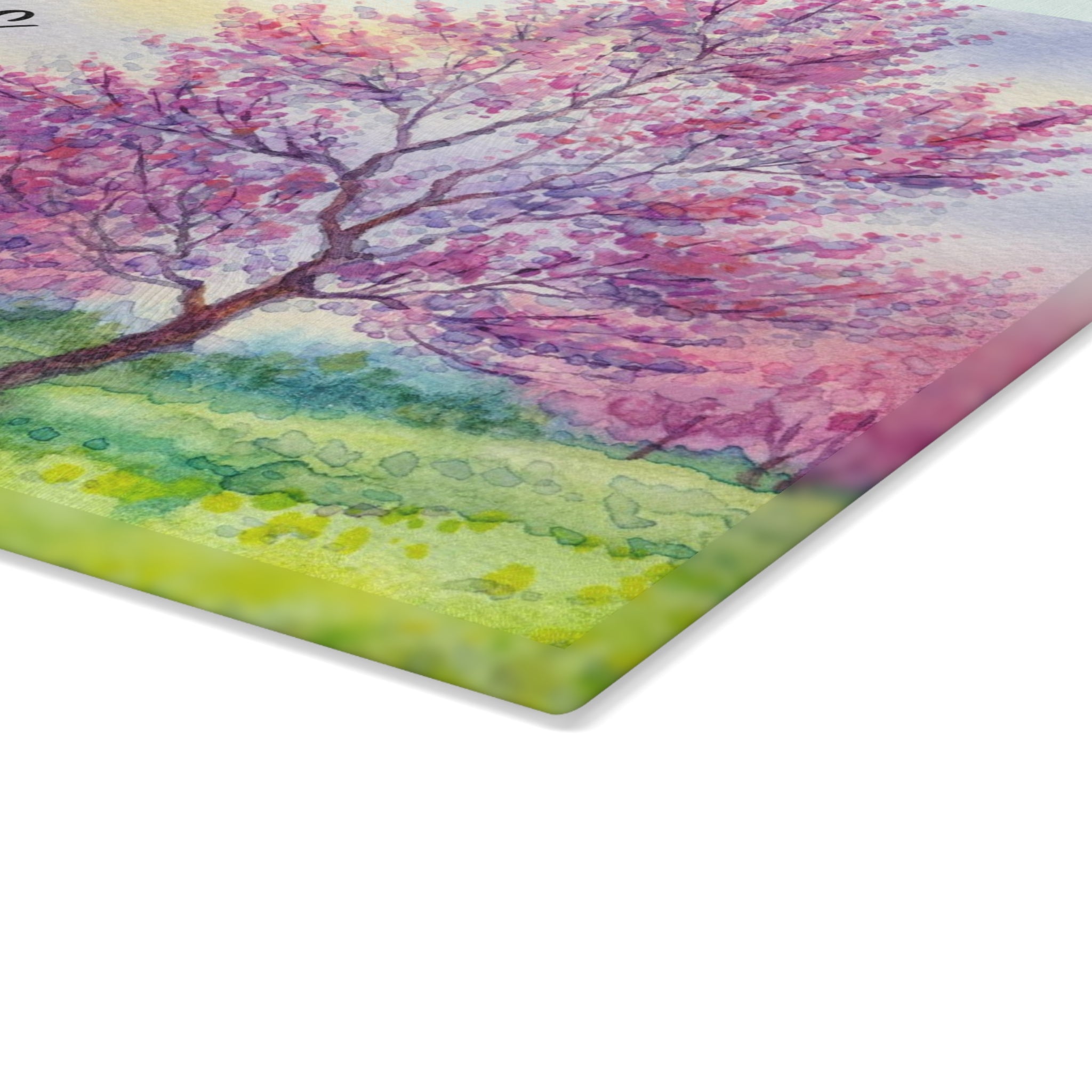 Personalized Cherry Blossom Trees Cutting Board – 20 Custom Designs, Tempered Glass, Housewarming, Wedding & Real Estate Gifts - Available in 2 Sizes: 8x11 & 11x15  - DESIGN 9