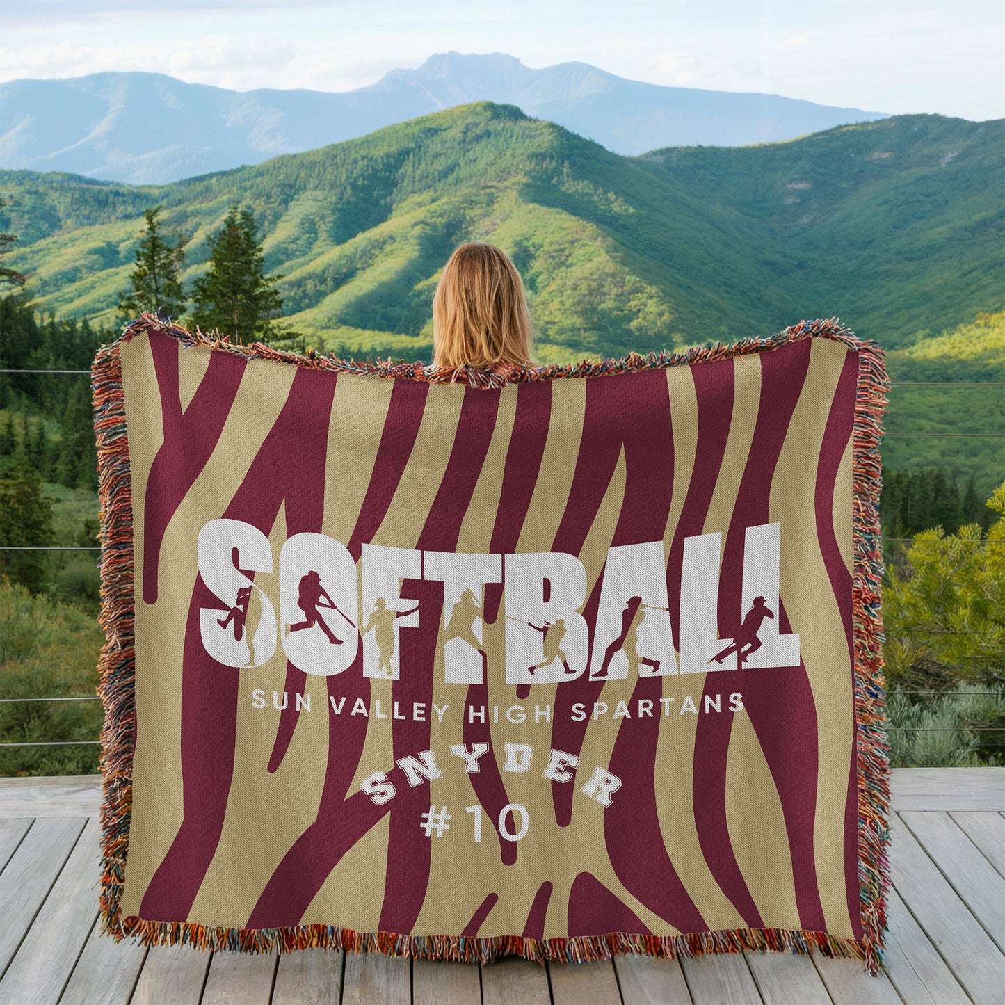 Personalized Softball Player Woven Blanket Throw – Custom Athlete Gift