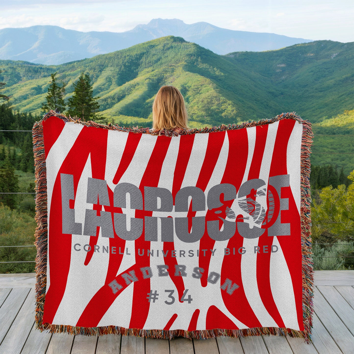 Personalized Lacrosse Player Woven Blanket Throw – Custom Athlete Gift
