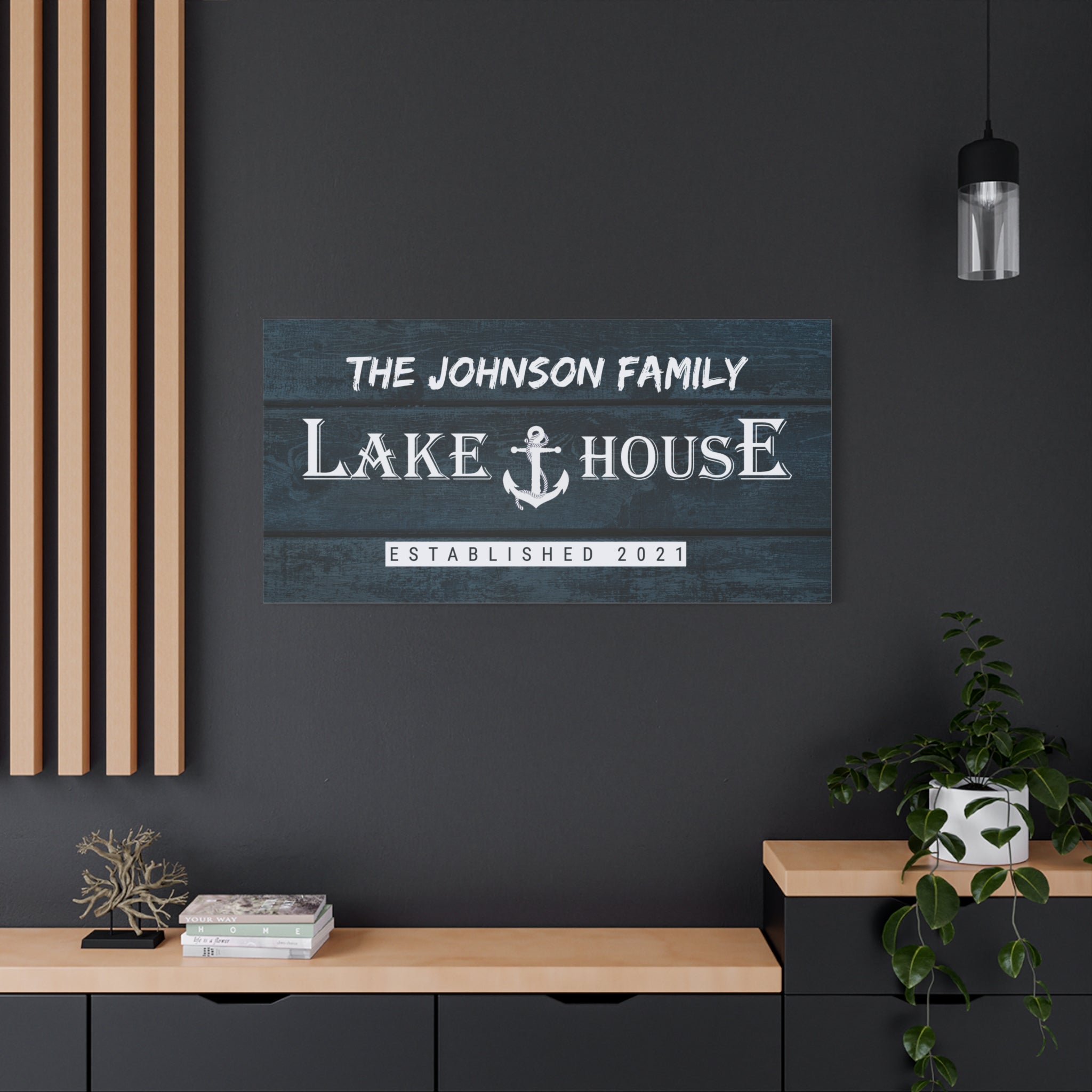 Lake House Anchor Family -Blue- Premium Custom Canvas Wall Art