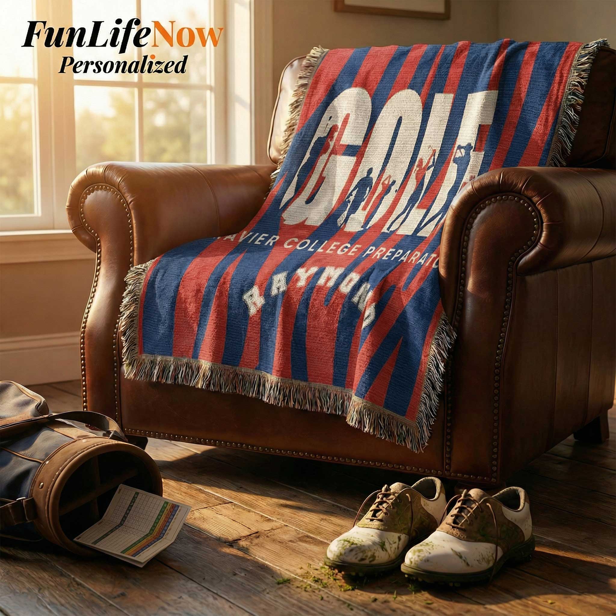 Golf Personalized Woven Blanket – Custom Golfer Gift