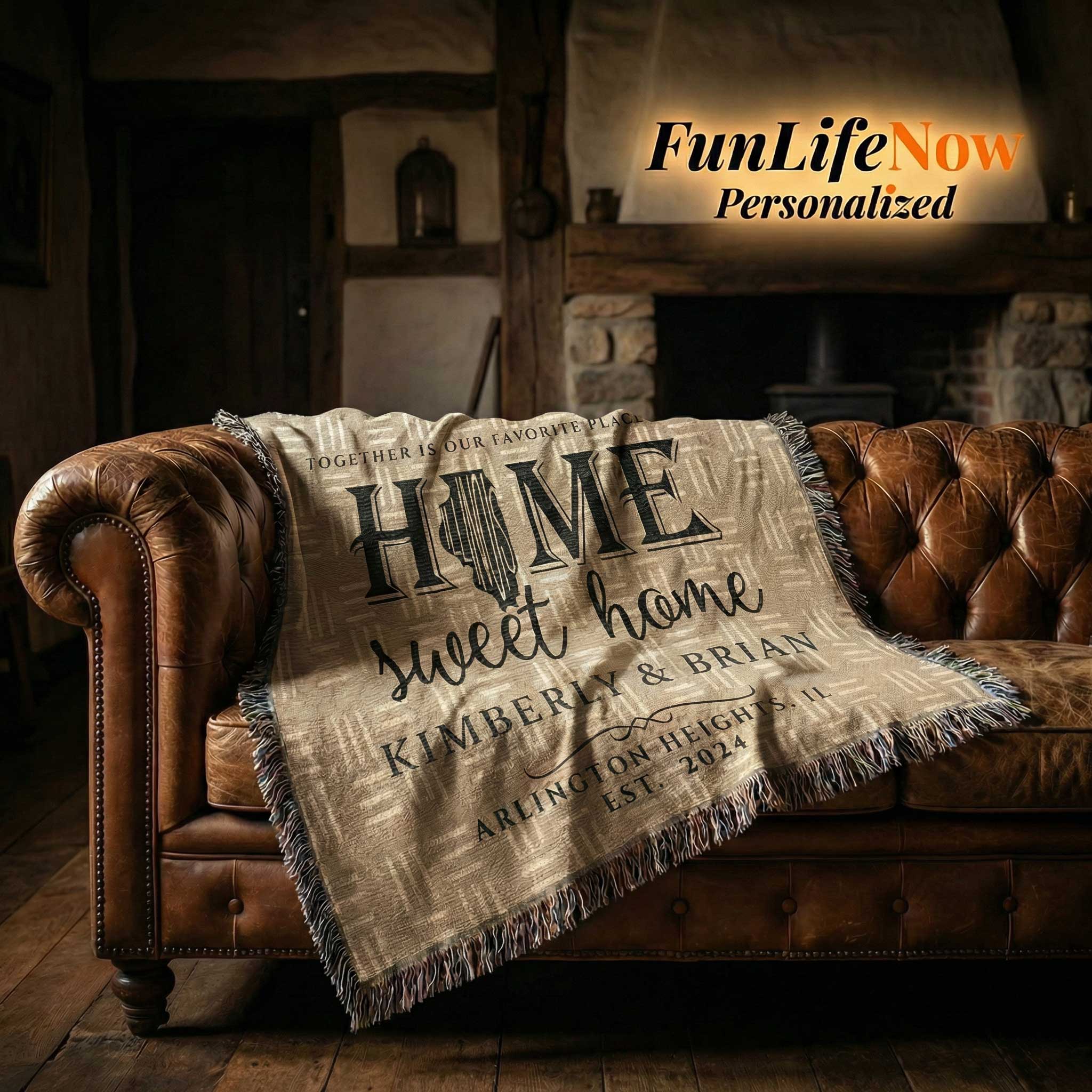 Illinois Personalized State Blanket – Custom Prairie State Home Throw Gift