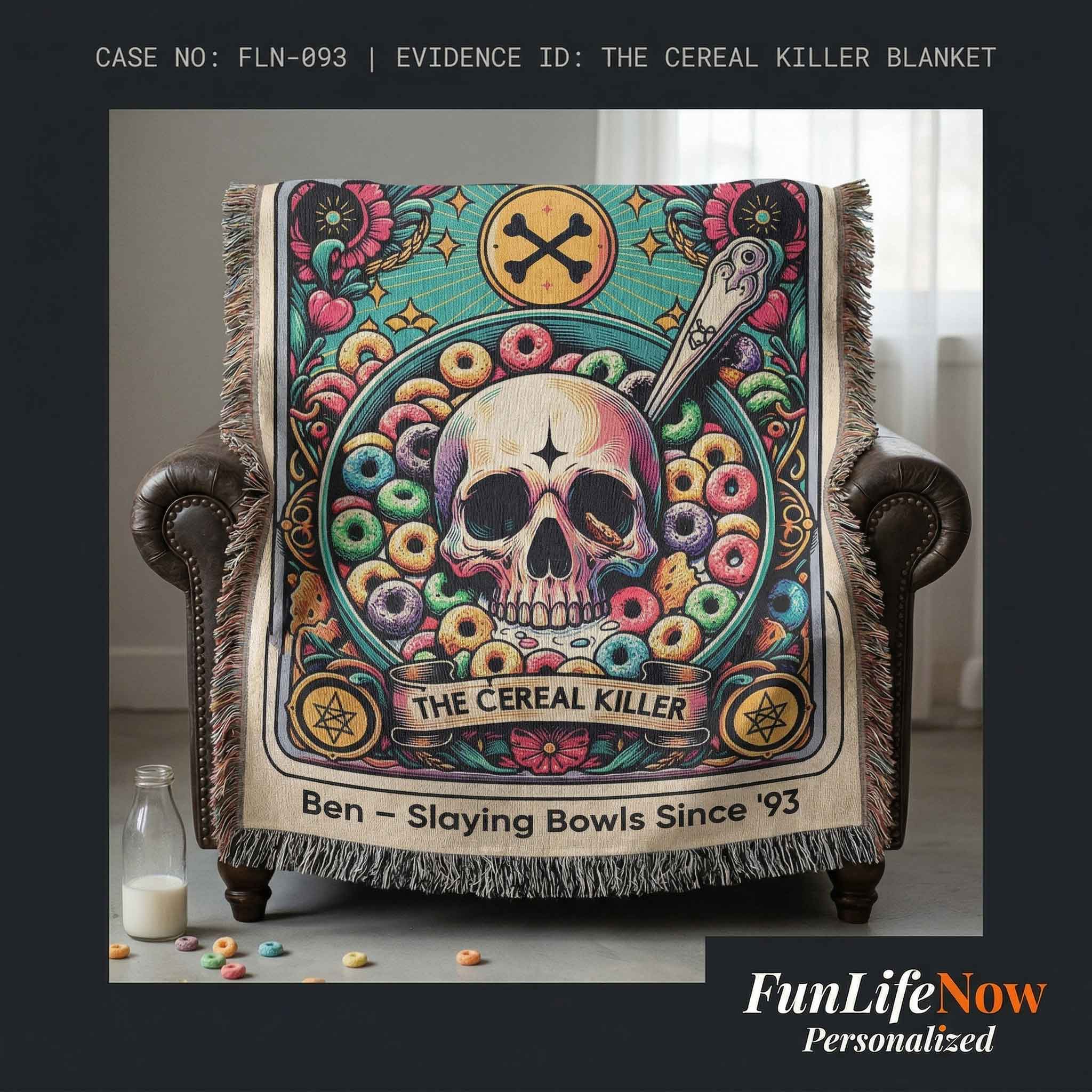 Personalized Cereal Killer Tarot Card Woven Blanket Custom Funny Gift Throw