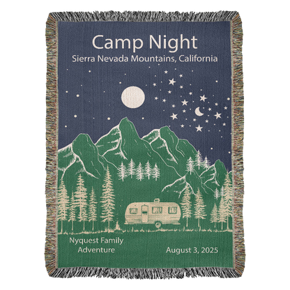 Personalized Camper Night Woven Blanket Custom RV Adventure Gift Throw