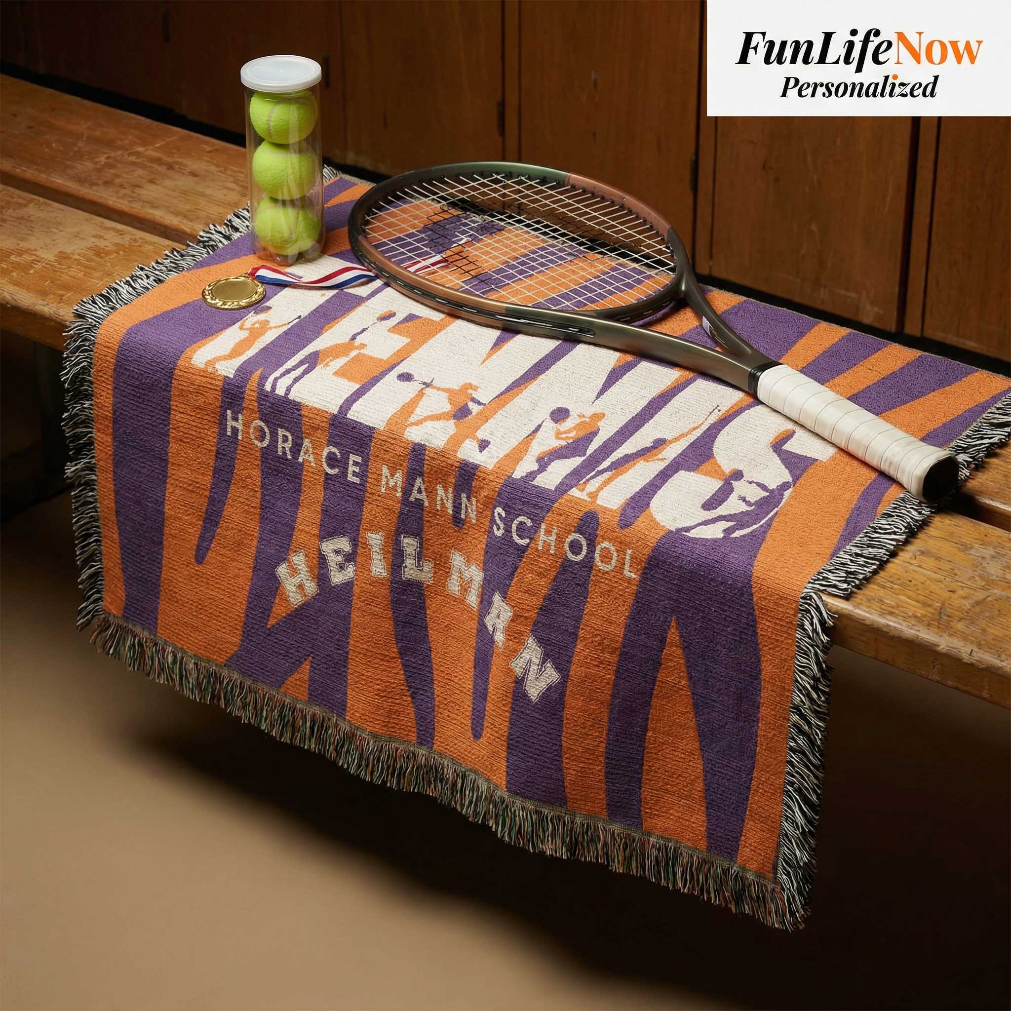 Tennis Personalized Woven Blanket – Custom Tennis Player Gift