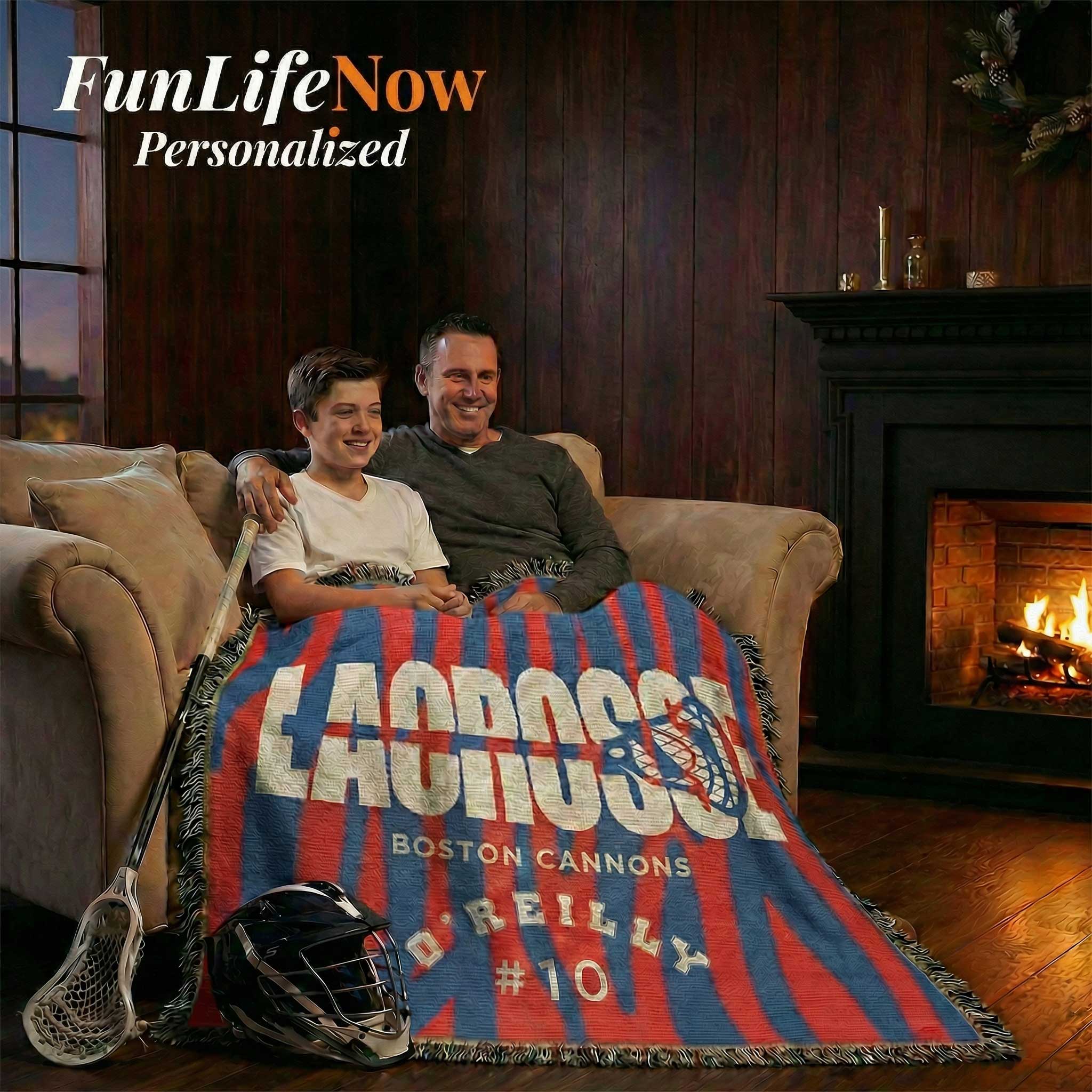 Lacrosse Personalized Woven Blanket Throw – Custom Lacrosse Player Gift