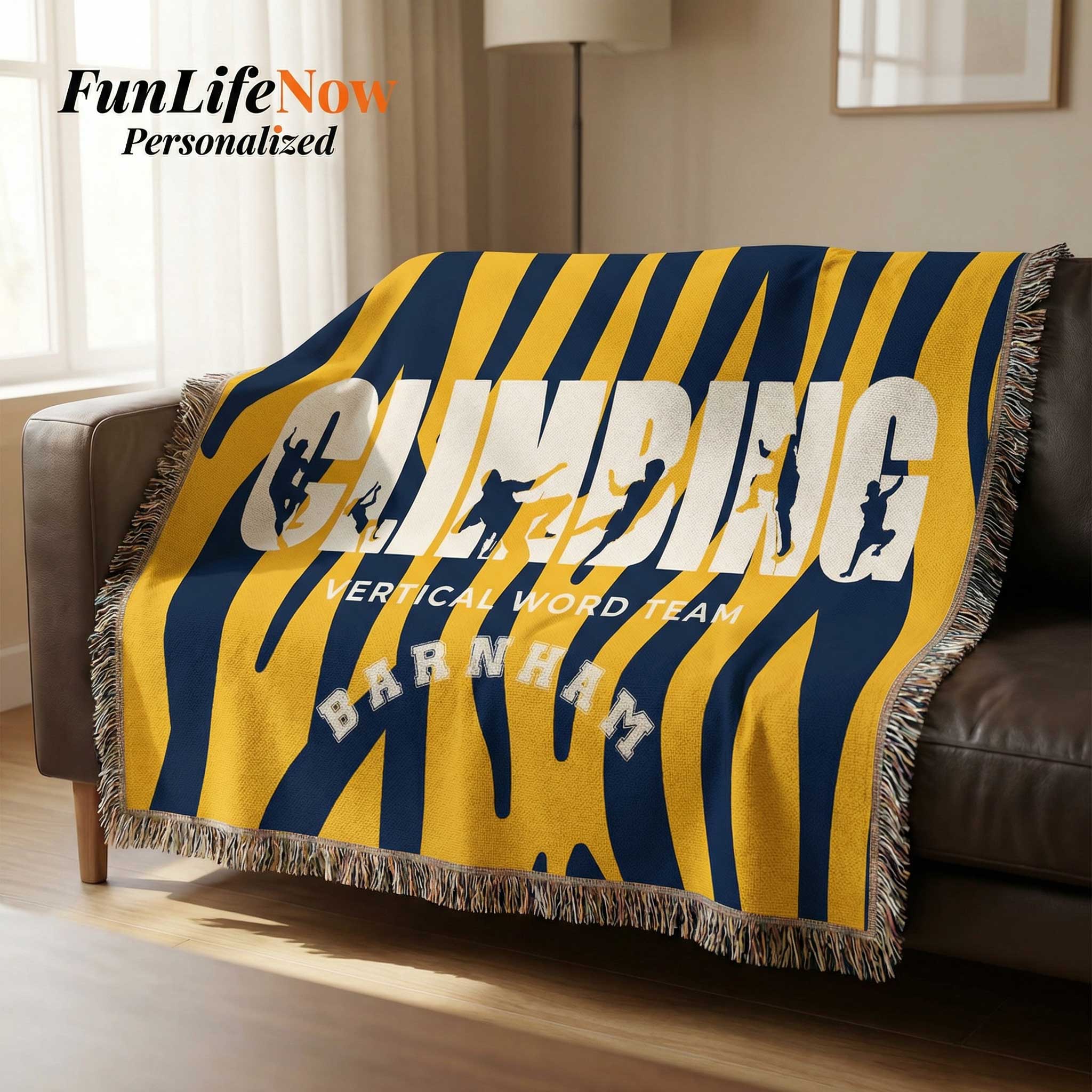 Rock Climbing Personalized Woven Blanket – Custom Climber Gift