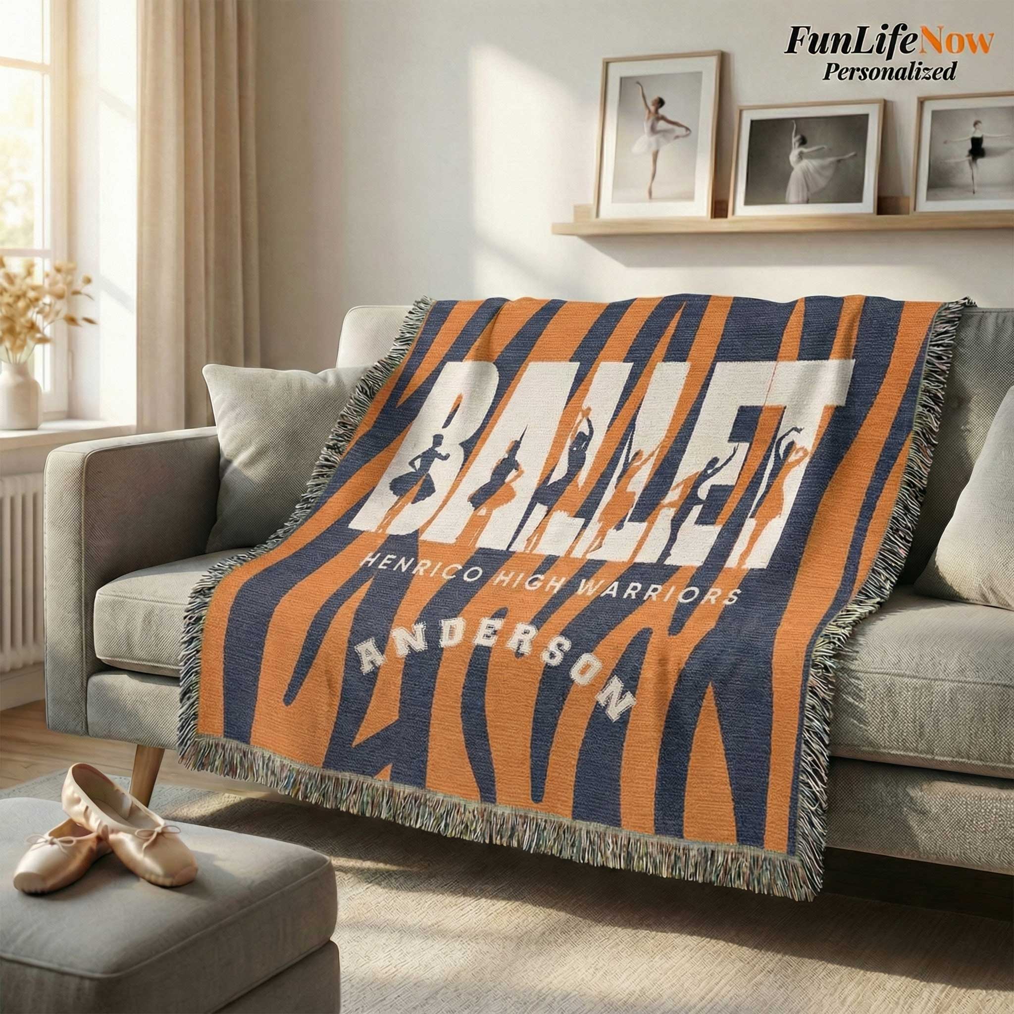 Ballet Personalized Blanket – Custom Ballerina Name Throw, Dance Recital Gift for Girls