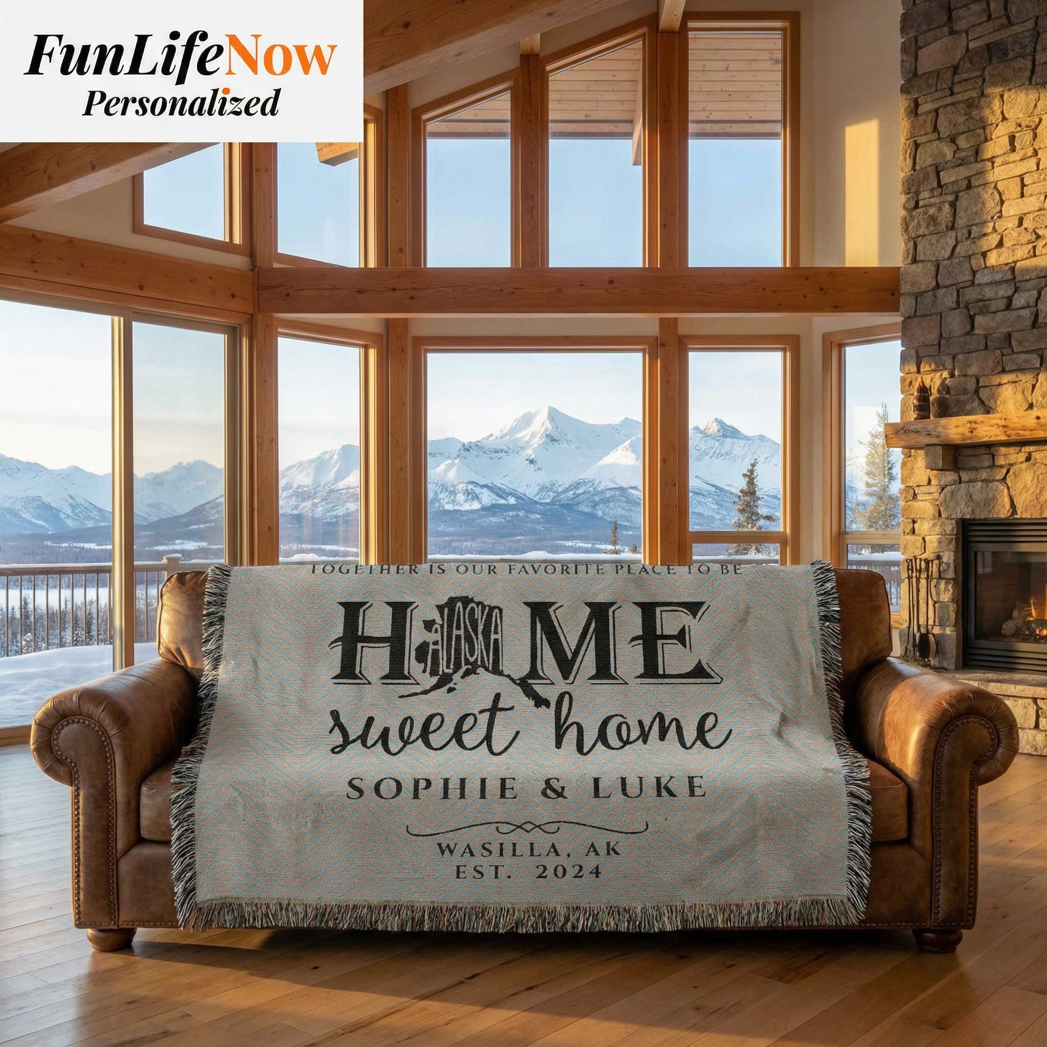 Alaska Personalized State Blanket – Custom Last Frontier Northern Home Throw Gift